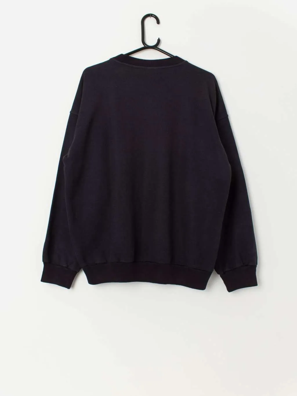 90s vintage navy sweatshirt with wide crew neck – Large / XL