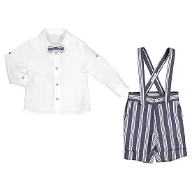 Abel & Lula Baby Shirt and Bermuda Shorts w/ Suspenders Set_Navy 5228