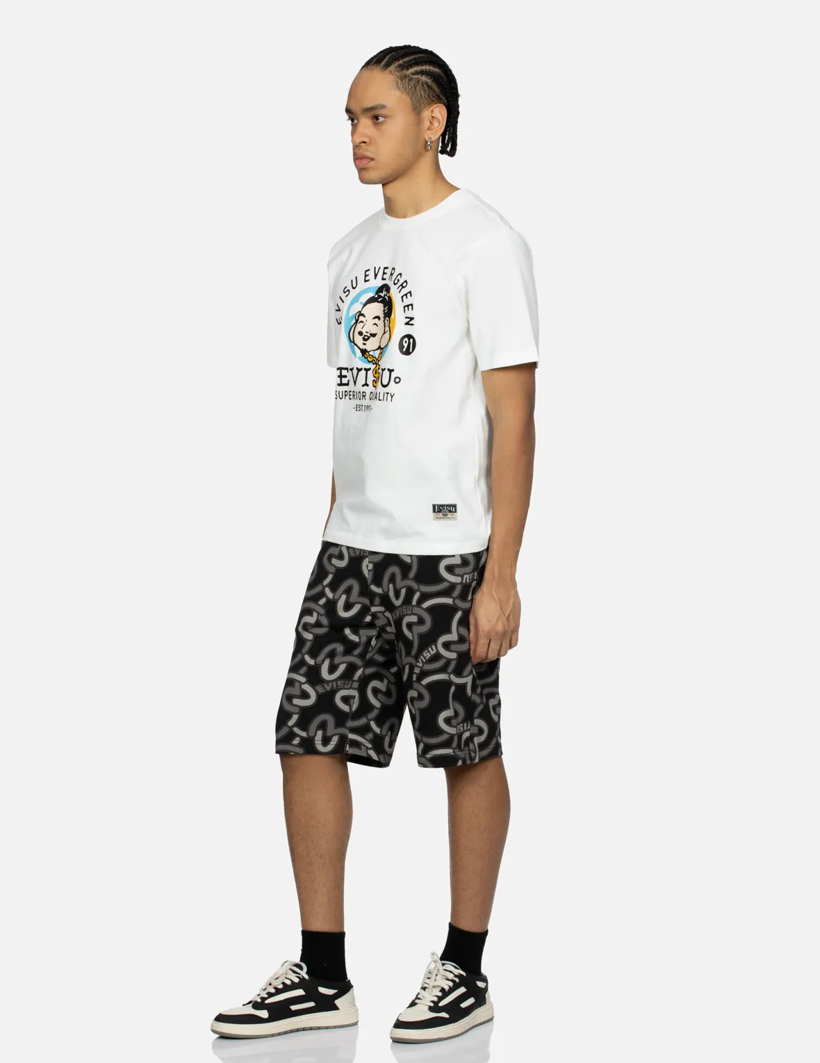 Allover Overlapping Seagull Print Regular Fit Sweat Shorts