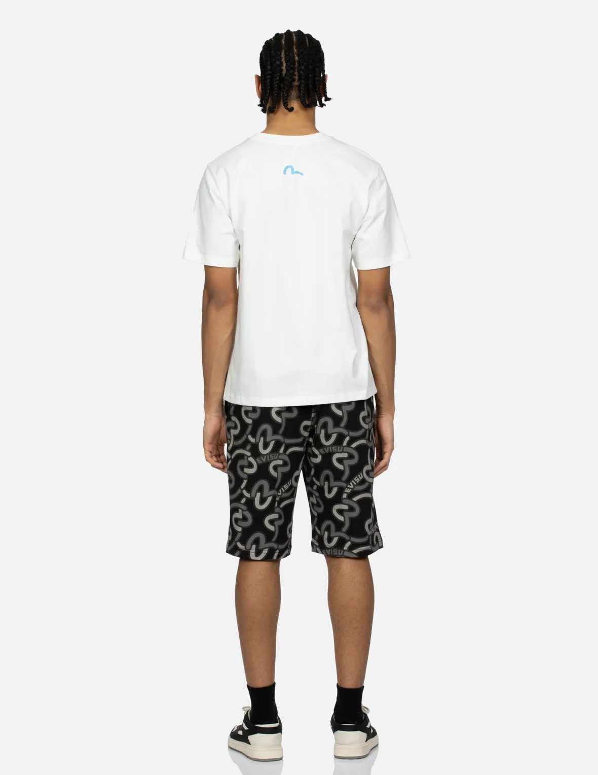 Allover Overlapping Seagull Print Regular Fit Sweat Shorts