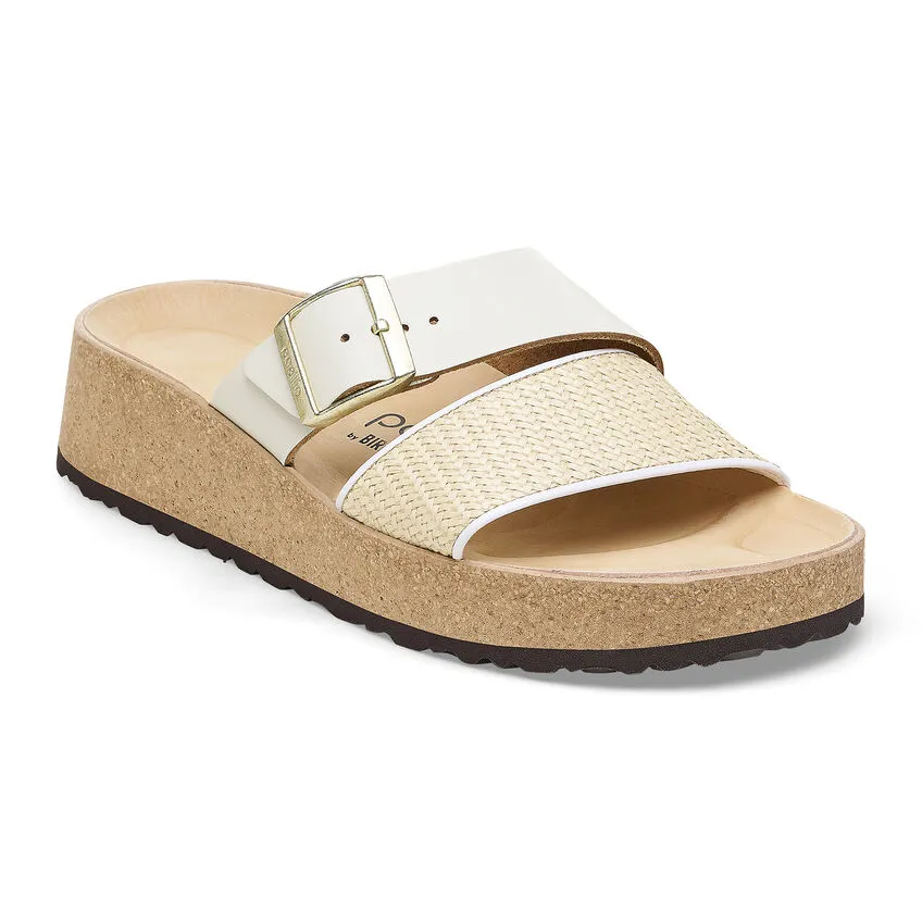 Birkenstock Almina Natural Leather/Synthetics: Natural/White 