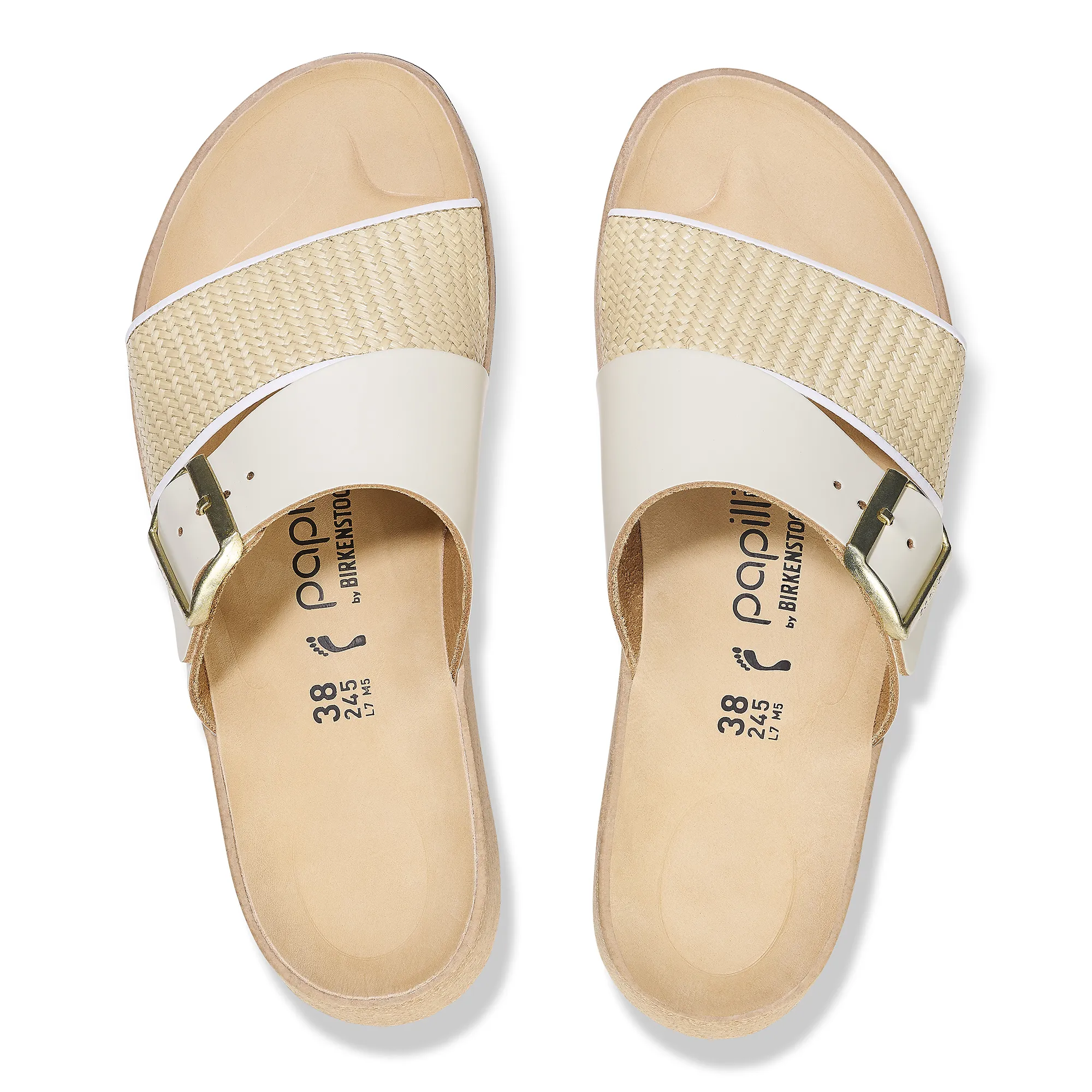 Birkenstock Almina Natural Leather/Synthetics: Natural/White 