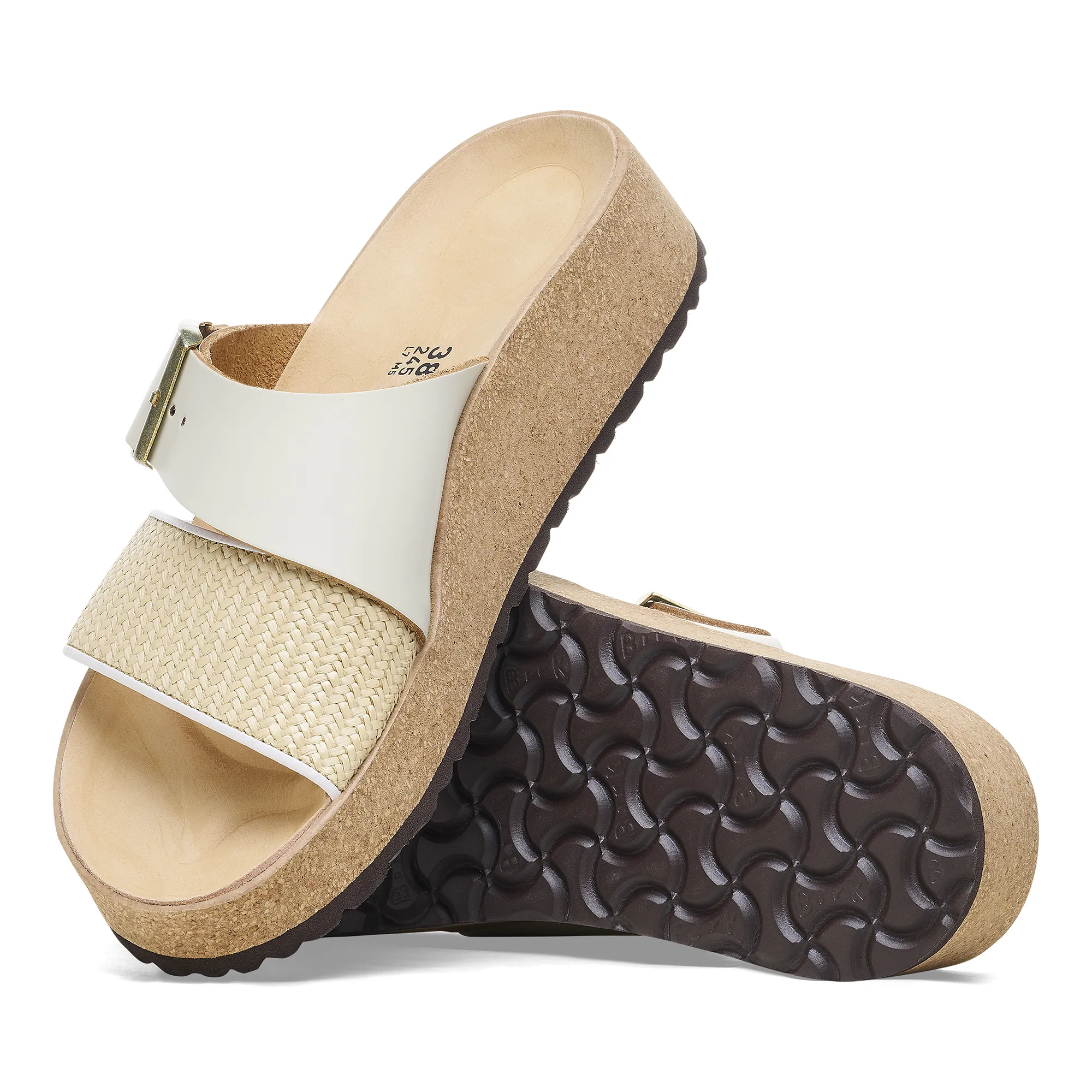 Birkenstock Almina Natural Leather/Synthetics: Natural/White 