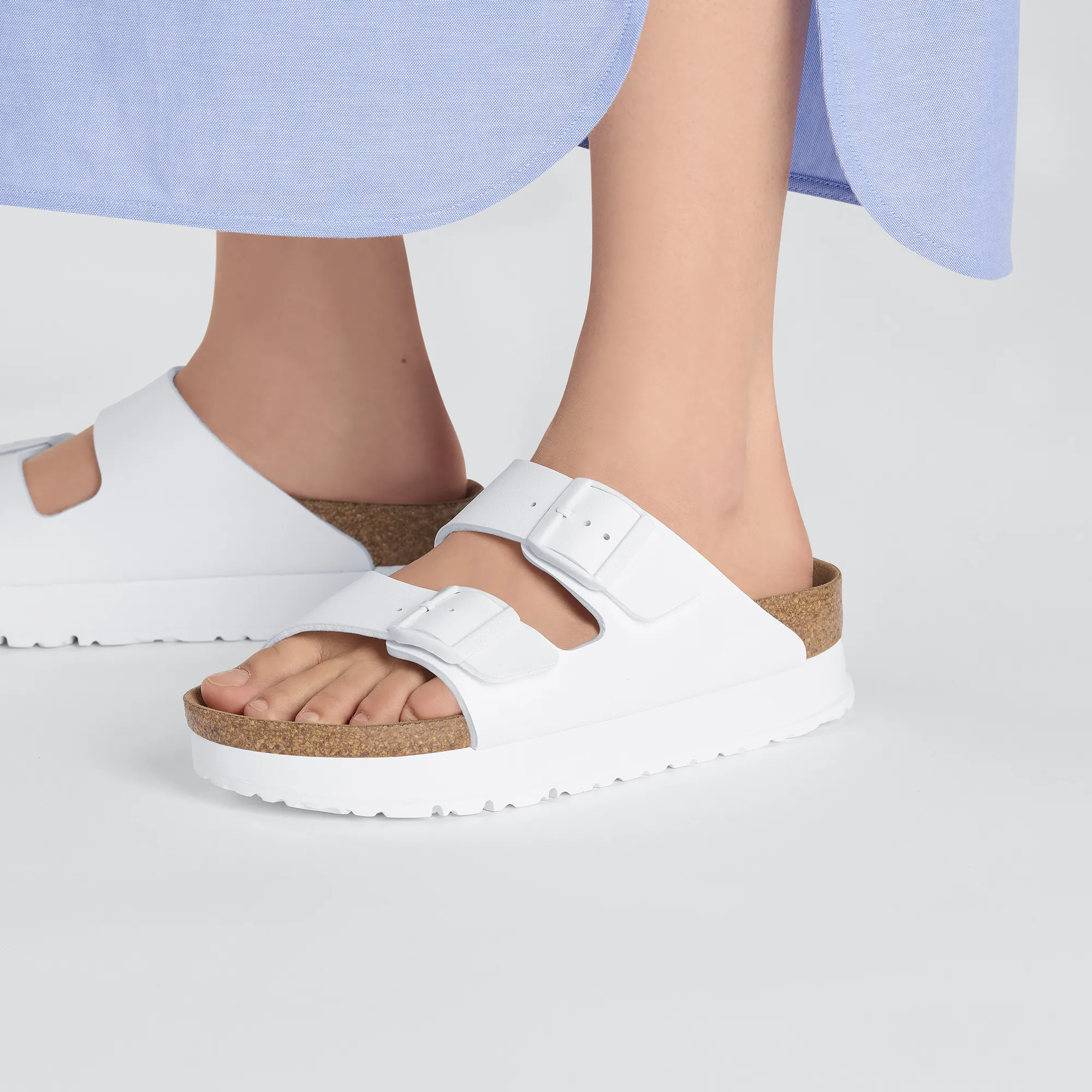 Birkenstock Arizona Flex Platform Birko-Flor: White 