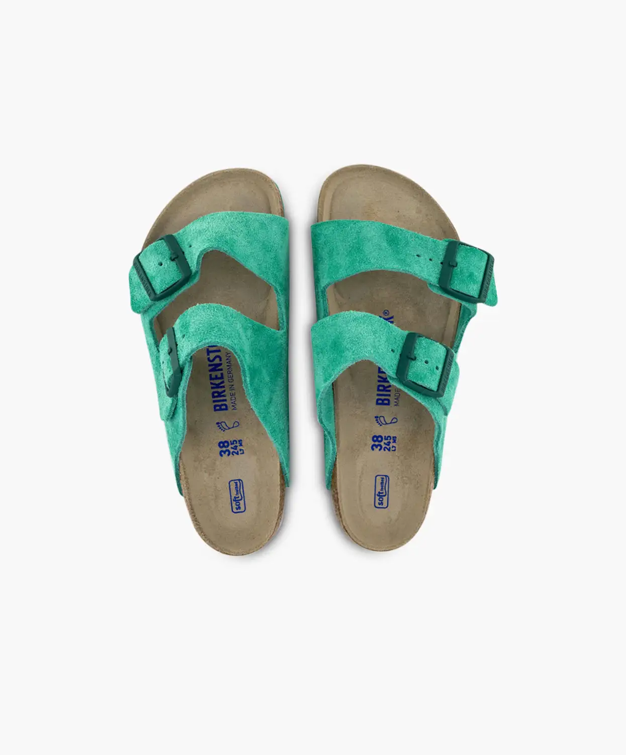 Birkenstock Arizona Suede Leather Bold Green Soft Footbed Sandals