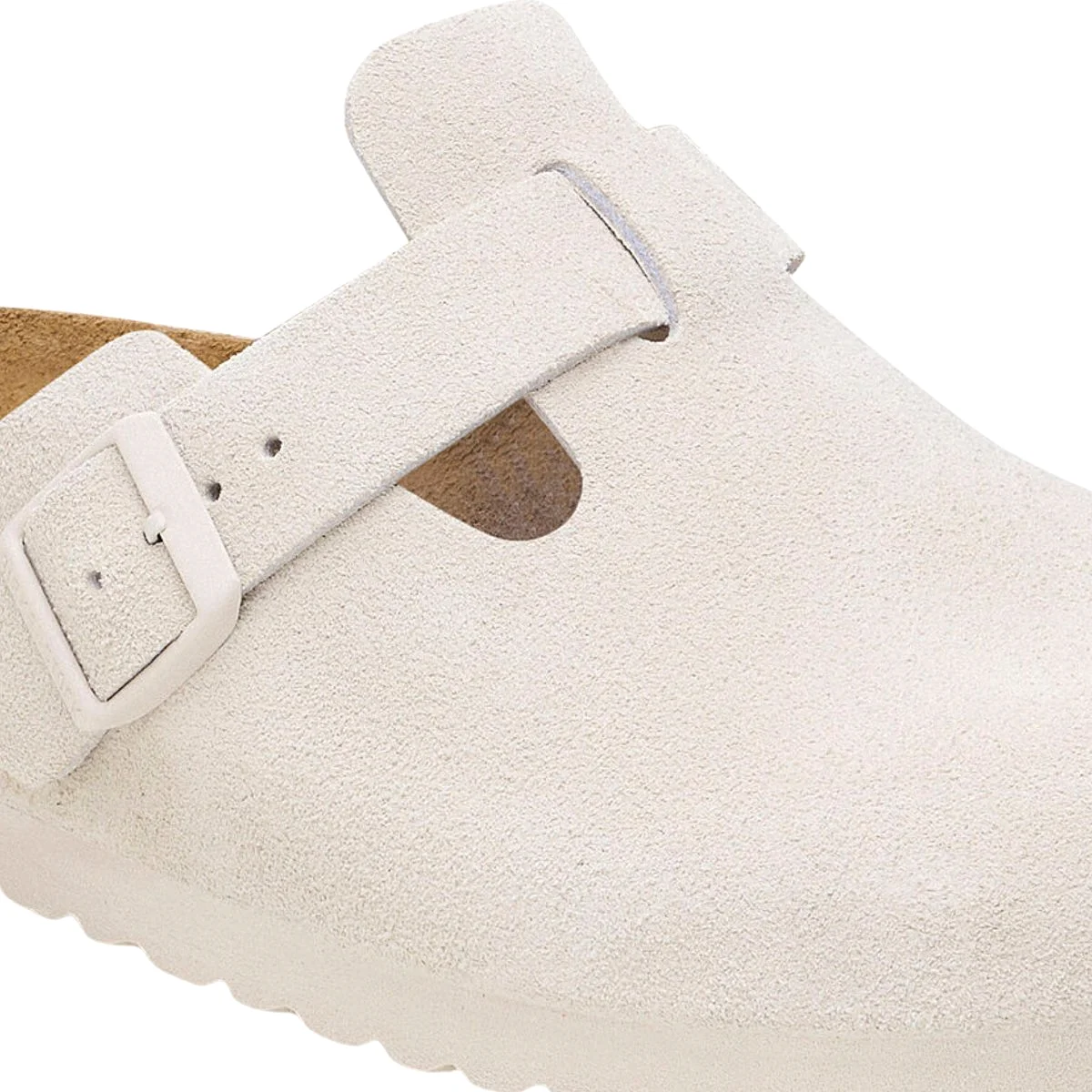 Birkenstock Women's Boston Antique White Suede Soft Footbed