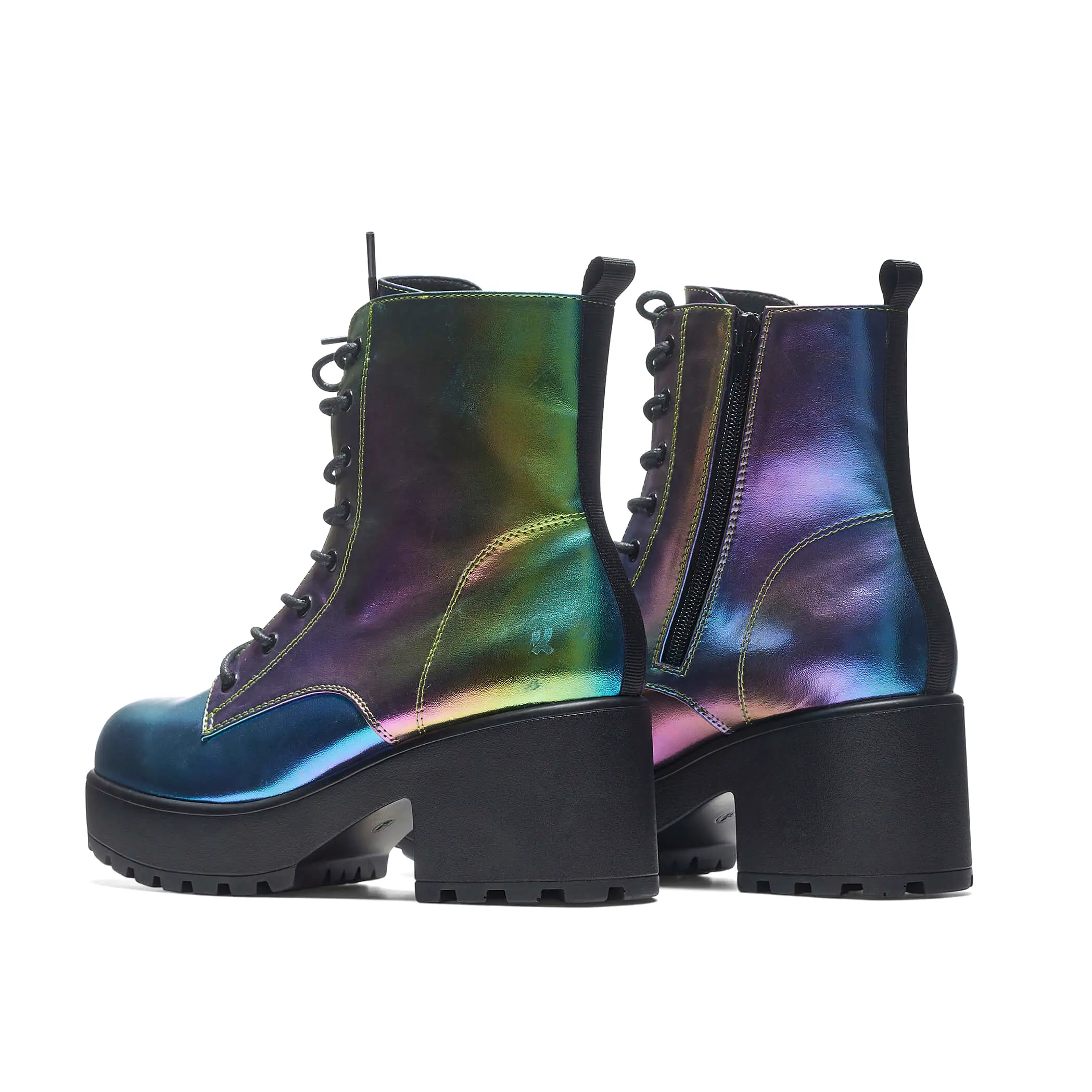 Bismuth Platform Military Boots - Rainbow