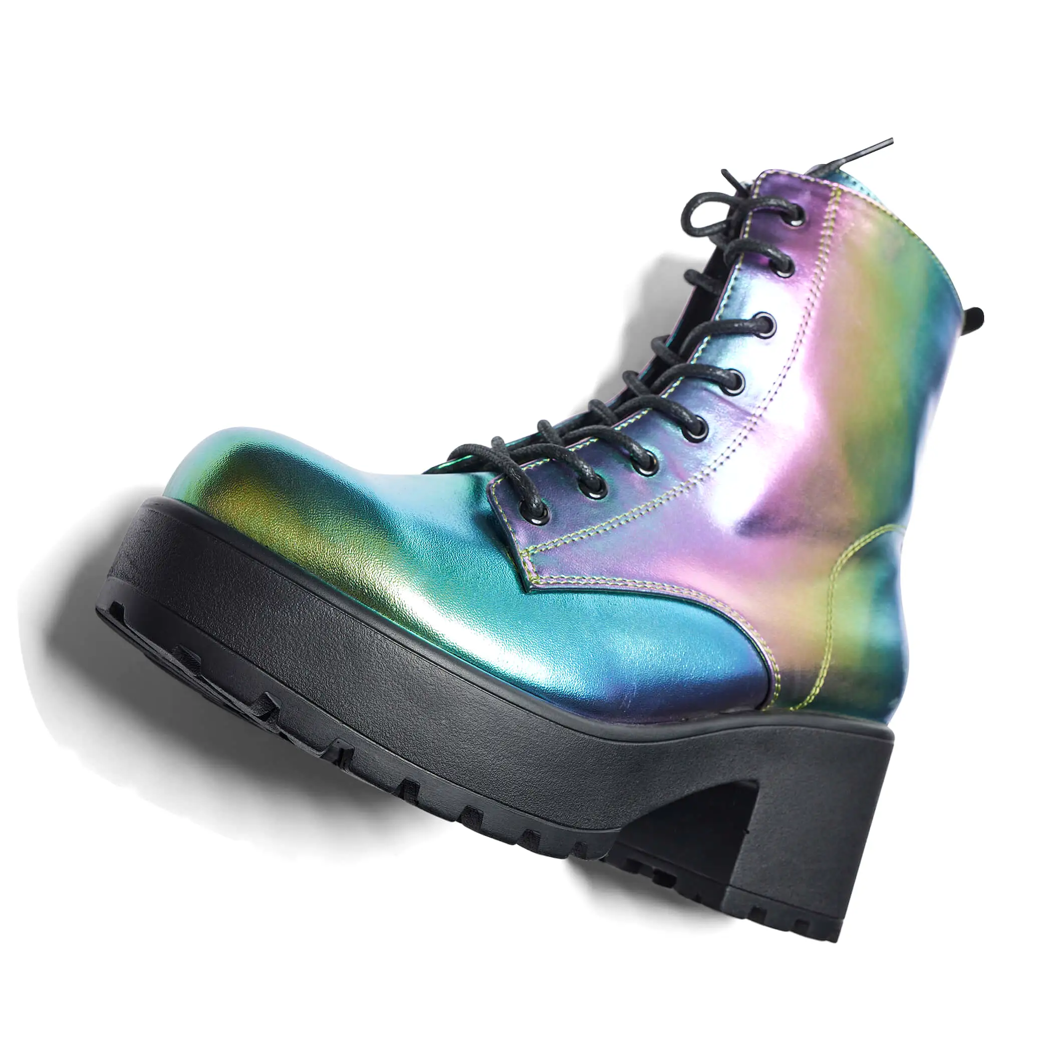 Bismuth Platform Military Boots - Rainbow