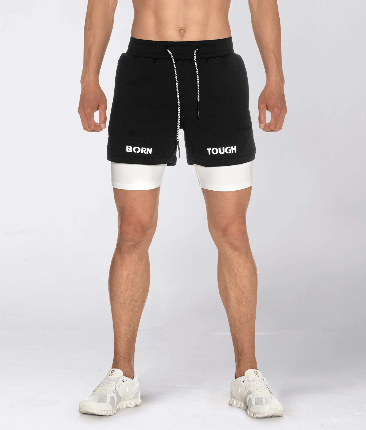 Born Tough Air Pro 2 in 1 Men's 5 Running Shorts with Liner Black