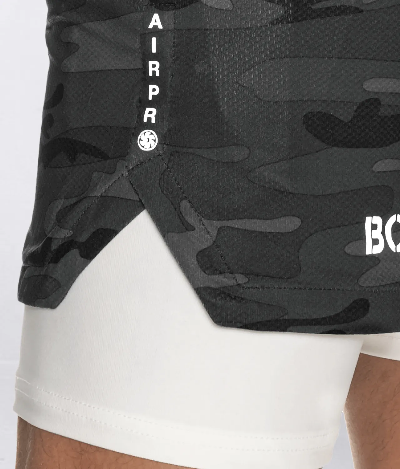 Born Tough Air Pro 2 in 1 Men's 5 Running Shorts with Liner Grey Camo