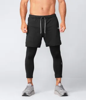 Born Tough Air Pro 2 in 1 Men's Running Shorts With Legging Liner Black