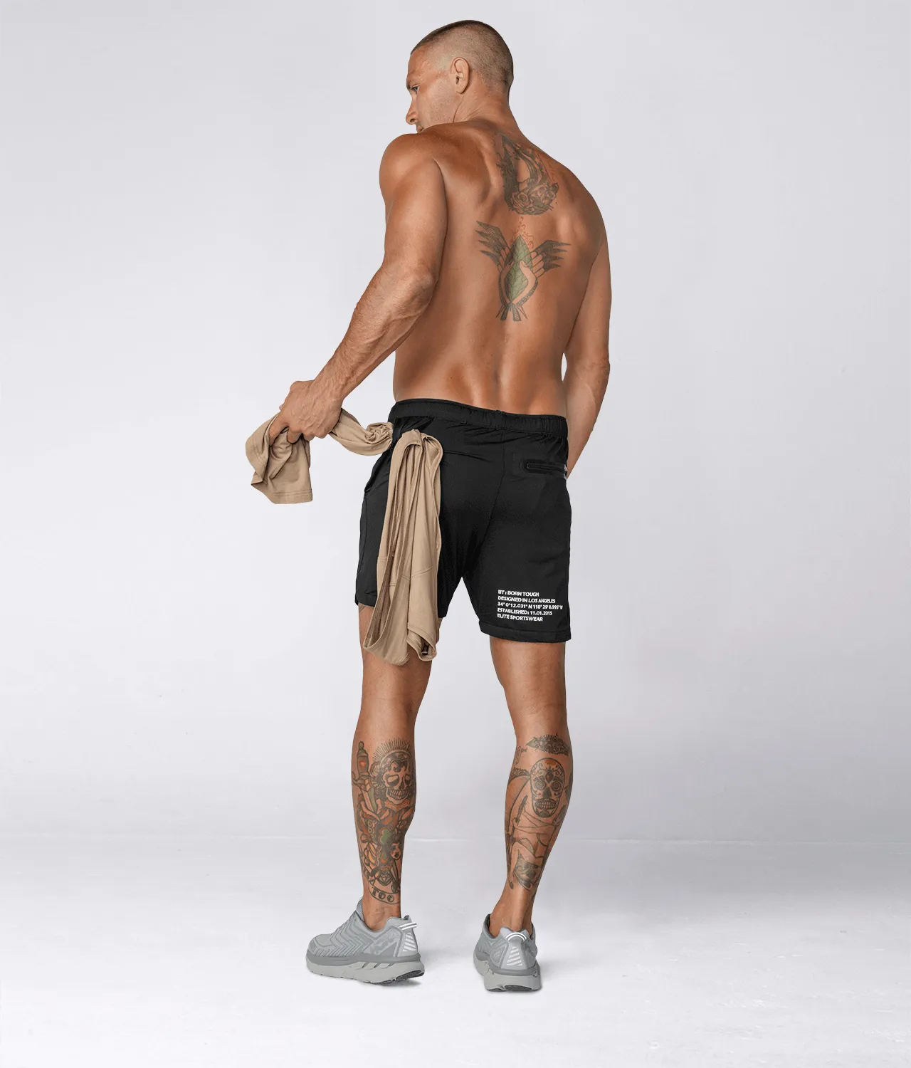 Born Tough Air Pro 7 2 in 1 Ink Black Men's Running Shorts with Liner