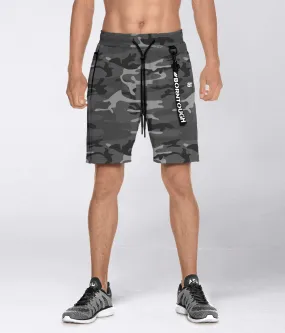 Born Tough Core Fit Zippered Grey Camo Running Shorts for Men