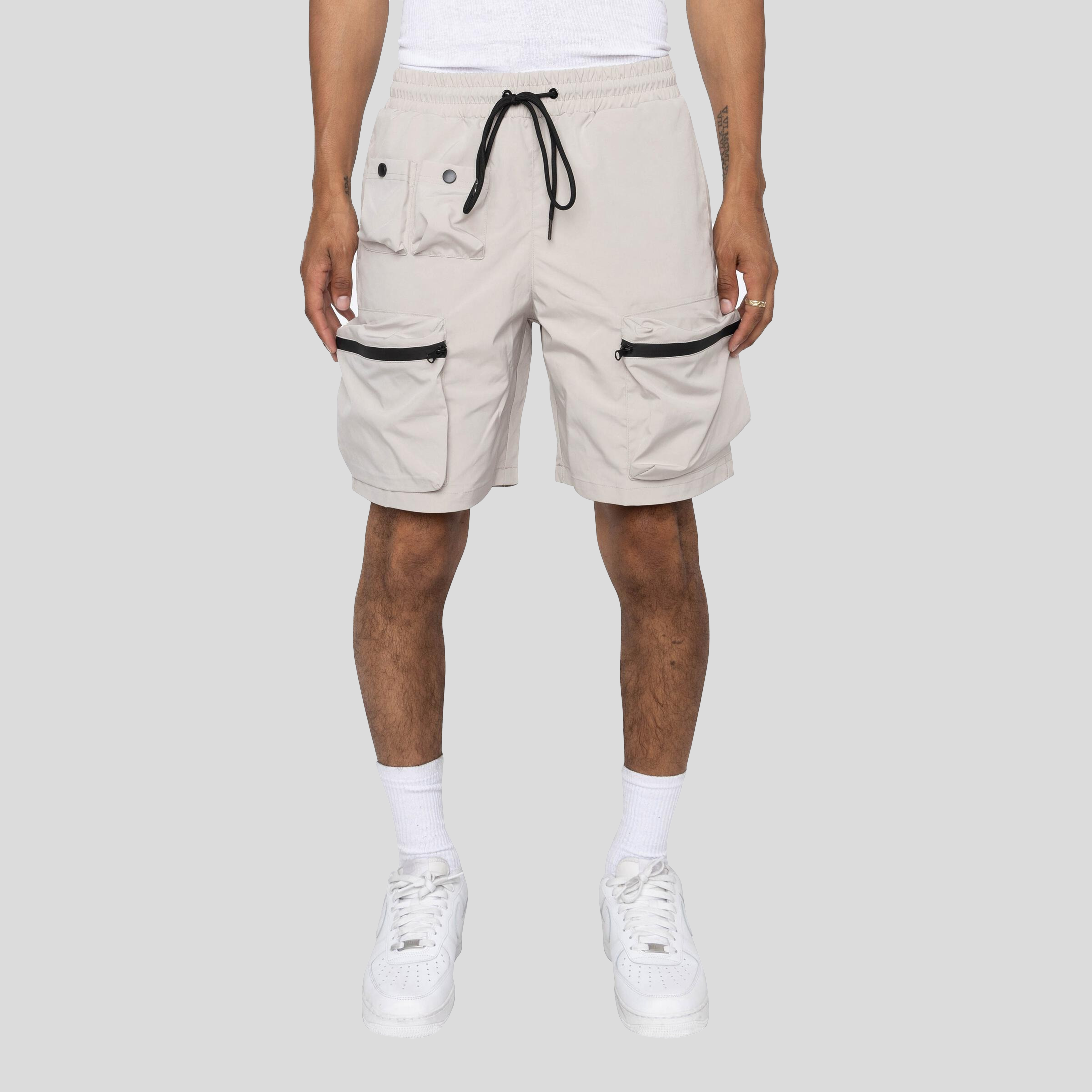 COMBAT NYLON SHORTS SILVER