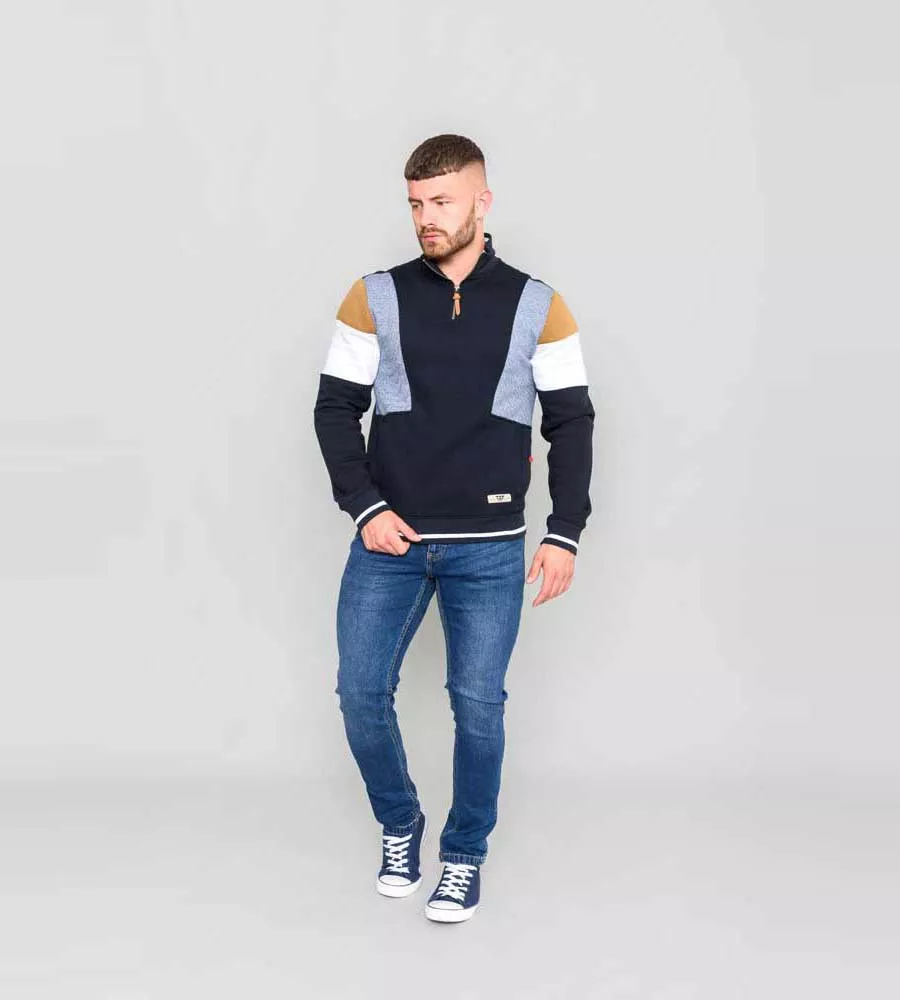 D555 Mens Cut and Sew Half Zipper Sweatshirt (KENINGTON)