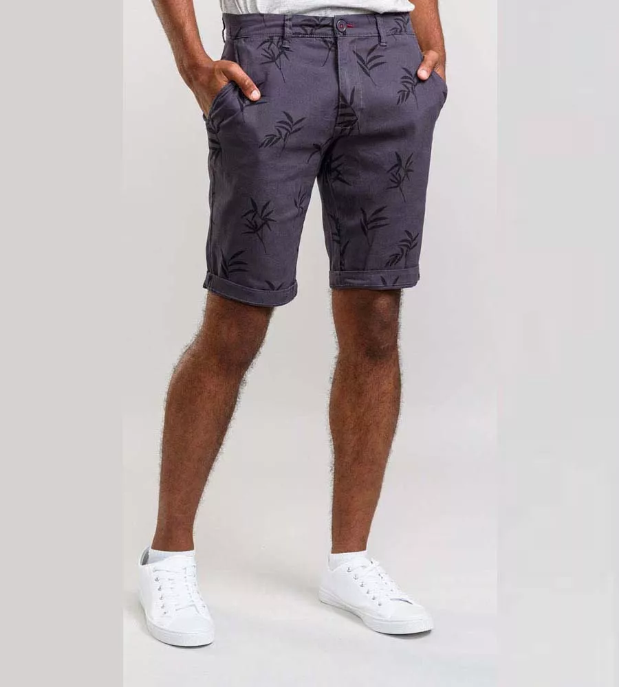 D555 Mens Navy Printed Stretch Shorts With Side Pockets (CHAPMAN 1)