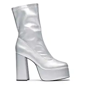 Delano Men's Silver Platform Heeled Boots