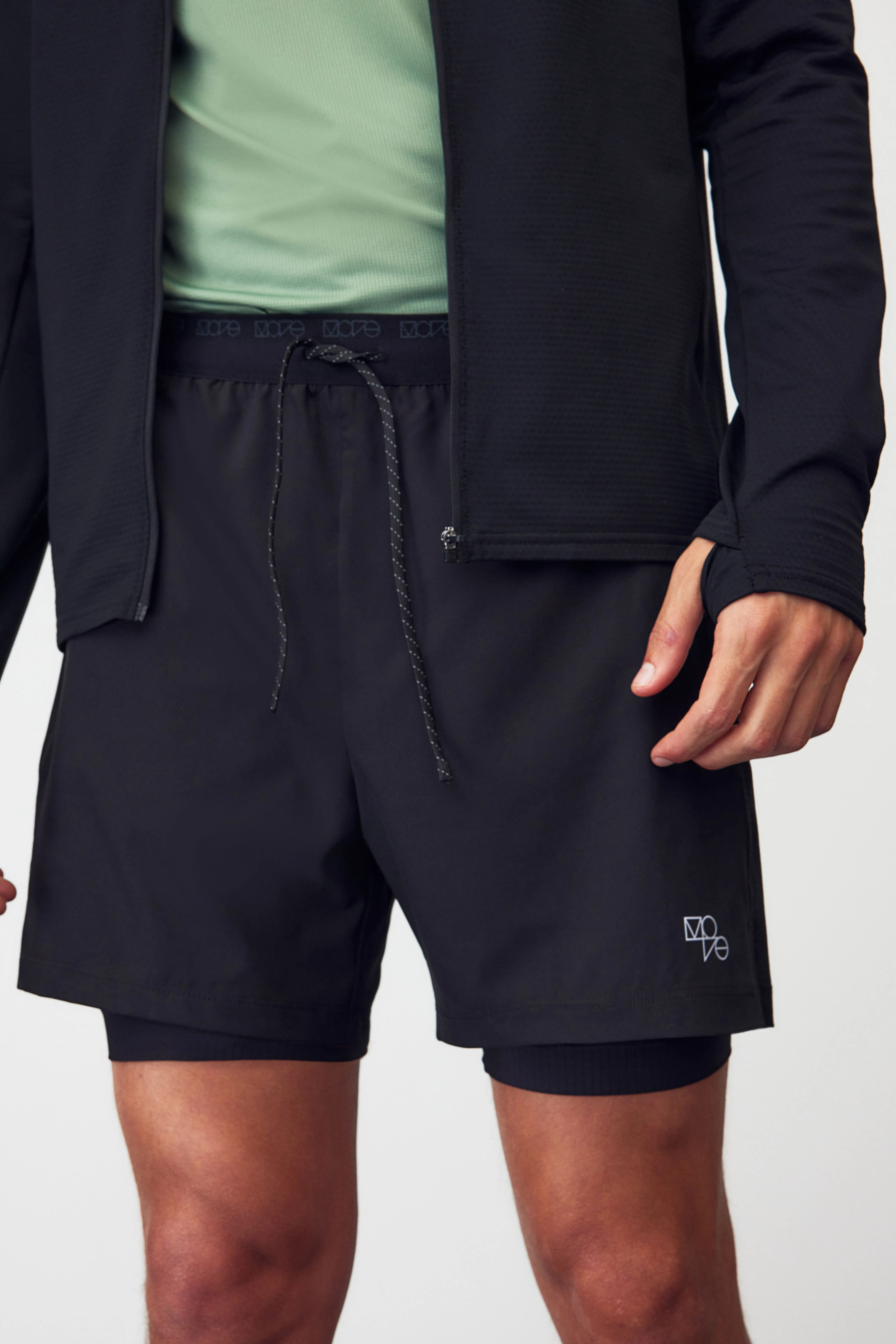 DryMove™ Double-layered running shorts - Regular waist - Short - Black - Men | H&M GB