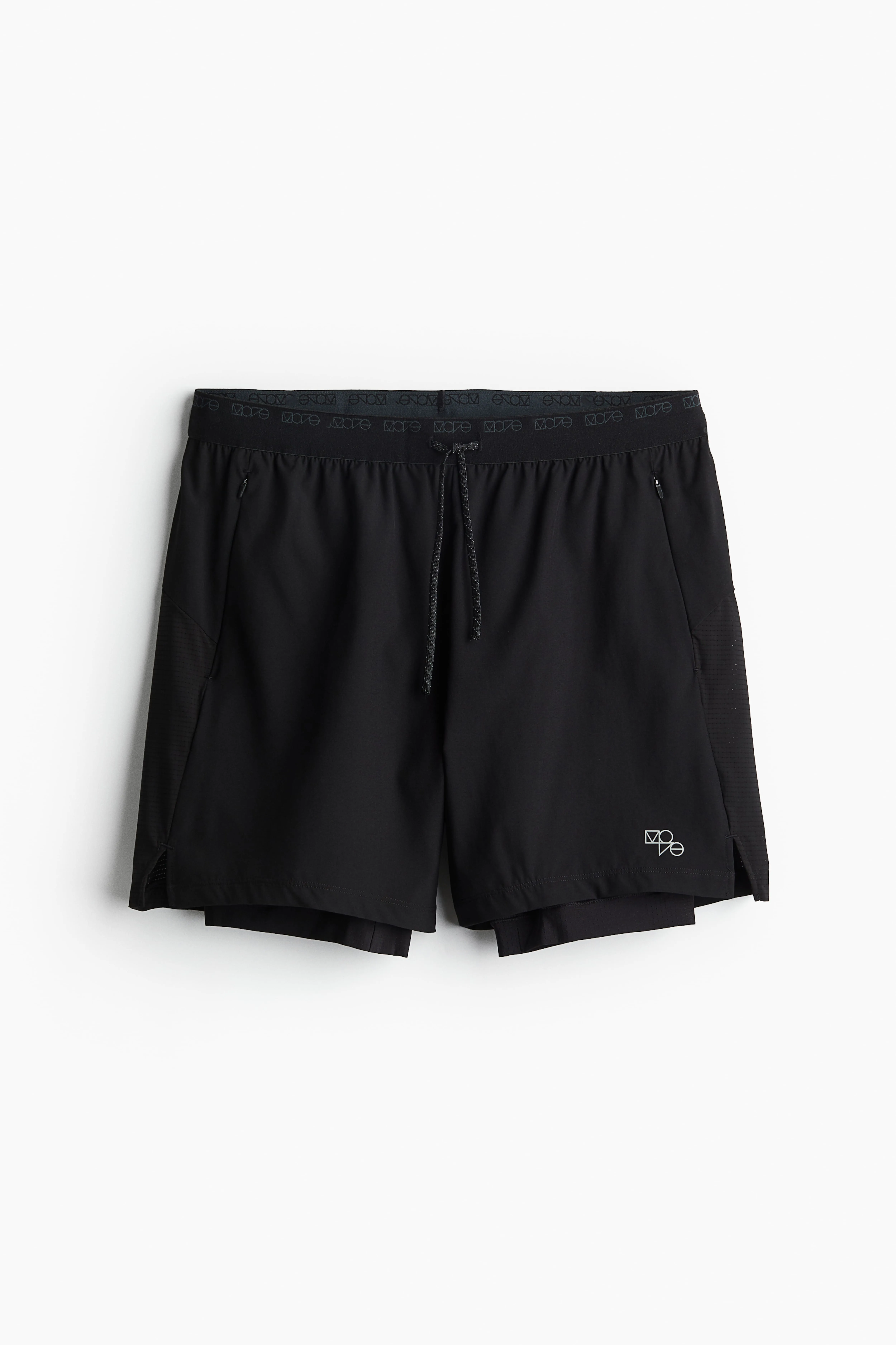 DryMove™ Double-layered running shorts - Regular waist - Short - Black - Men | H&M GB