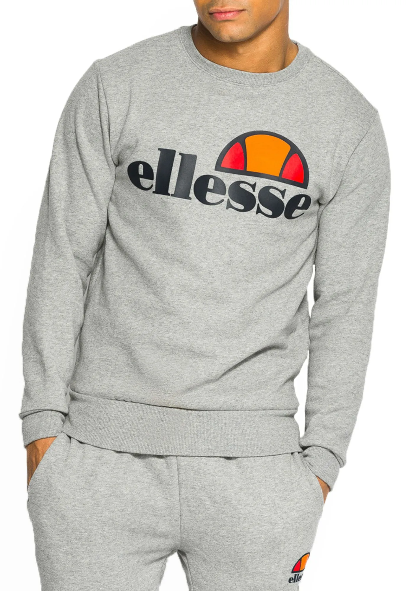 Ellesse Succiso Logo Crew Neck Sweatshirt Athletic Grey Marl