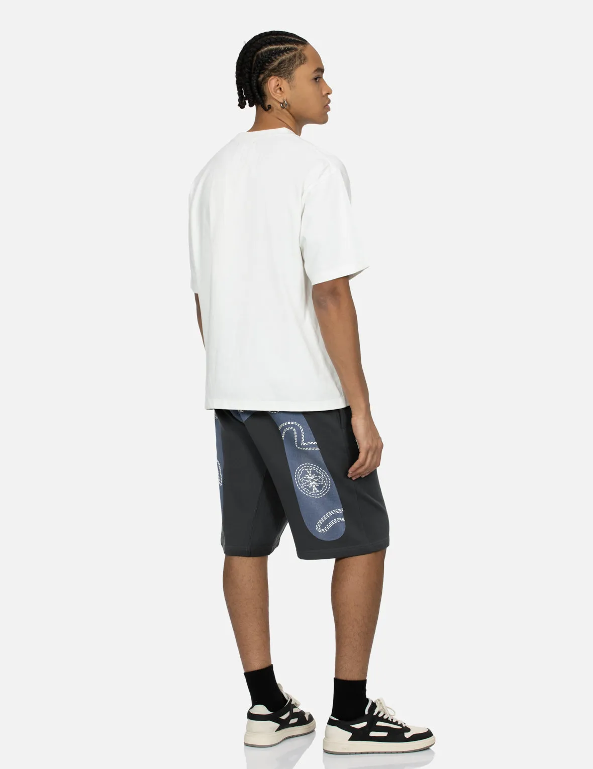 Foam Line Kamon and Seagull Daicock Print Loose Fit Sweat Shorts