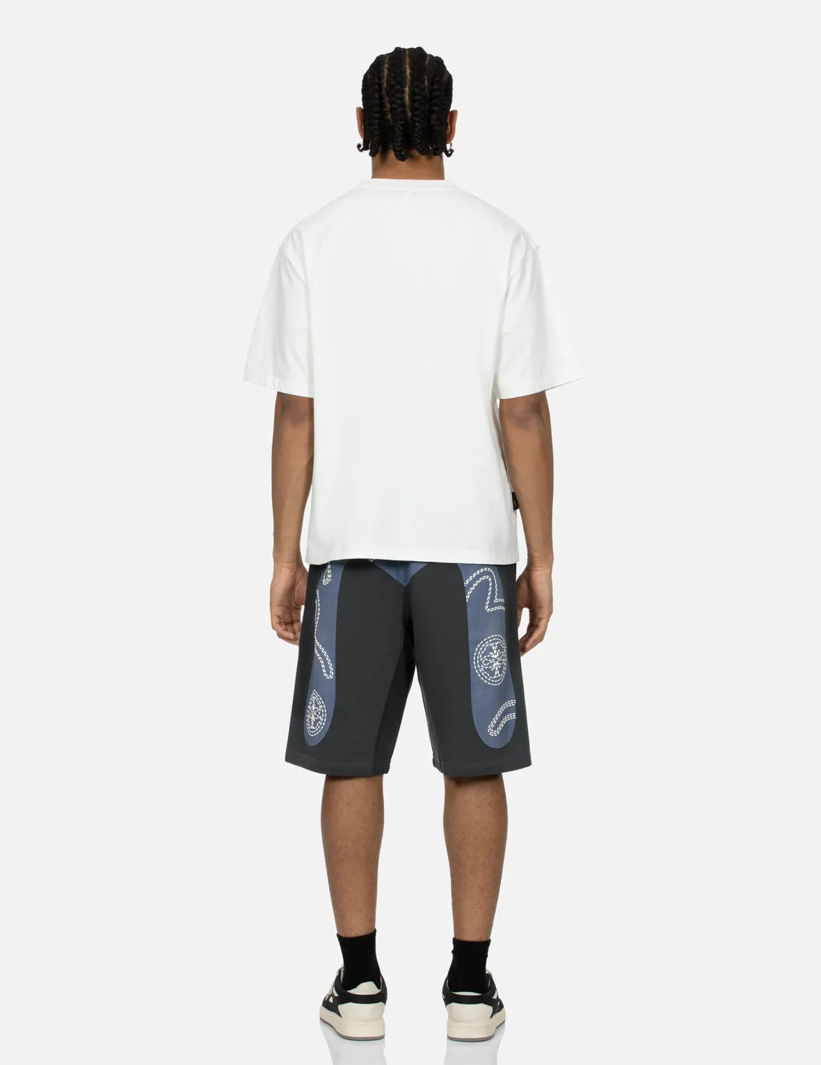 Foam Line Kamon and Seagull Daicock Print Loose Fit Sweat Shorts