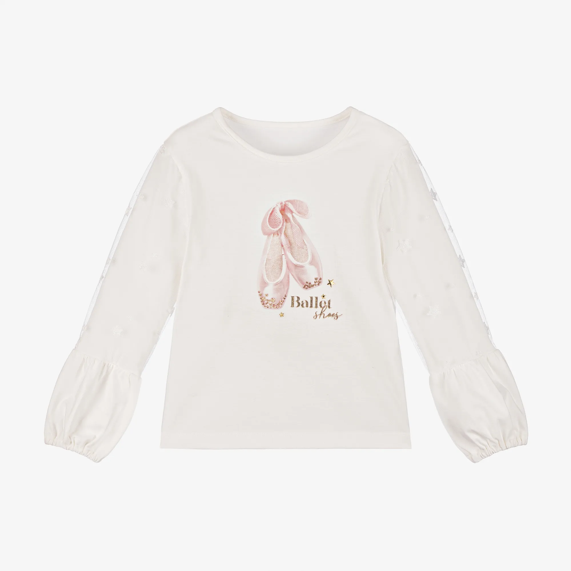 Girls Ivory Cotton Ballet Shoes Top