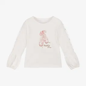 Girls Ivory Cotton Ballet Shoes Top