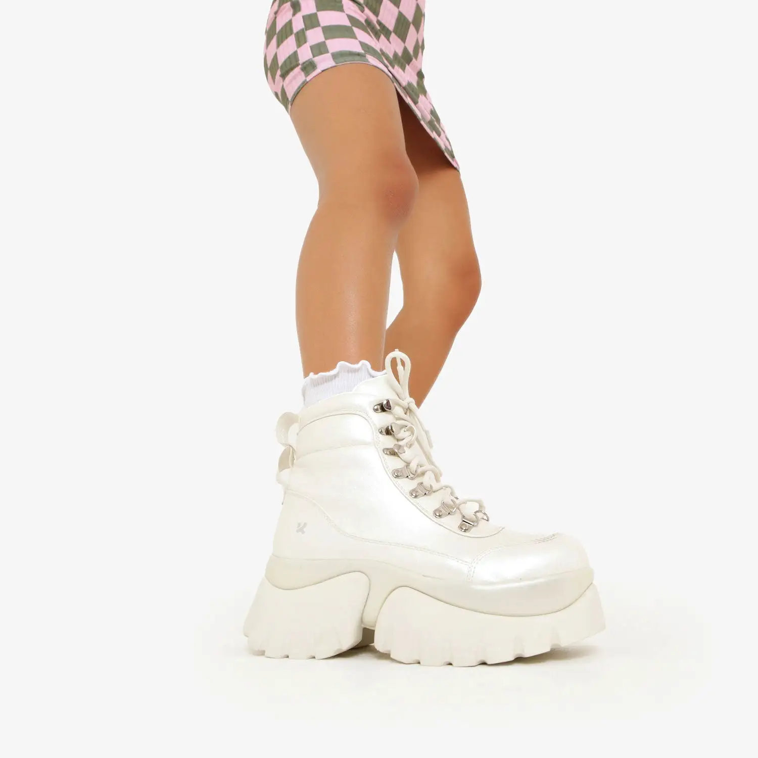 Gooey White Platform Boots