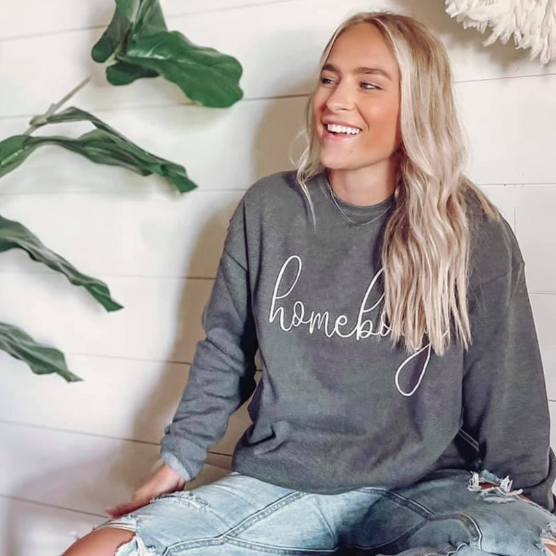 Grey Comfortable Homebody Sweatshirt