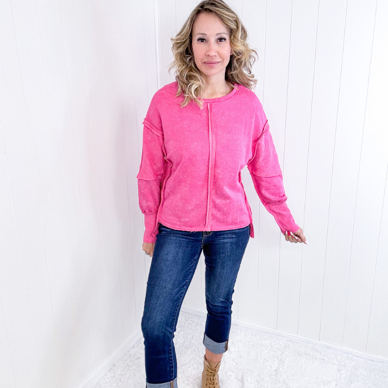 Hot Pink Terri Long Sleeve Sweatshirt