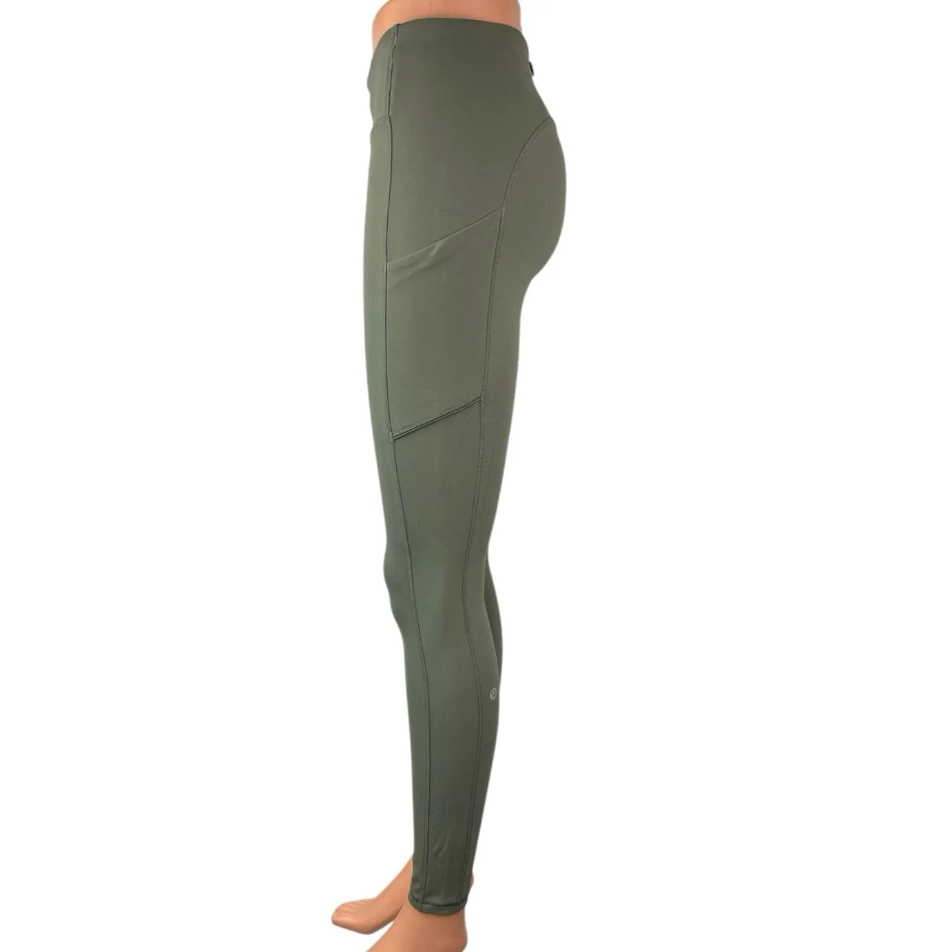 Lululemon Women's Olive Green Mid Rise Yoga Workout Athletic Leggings Pants Sz 6