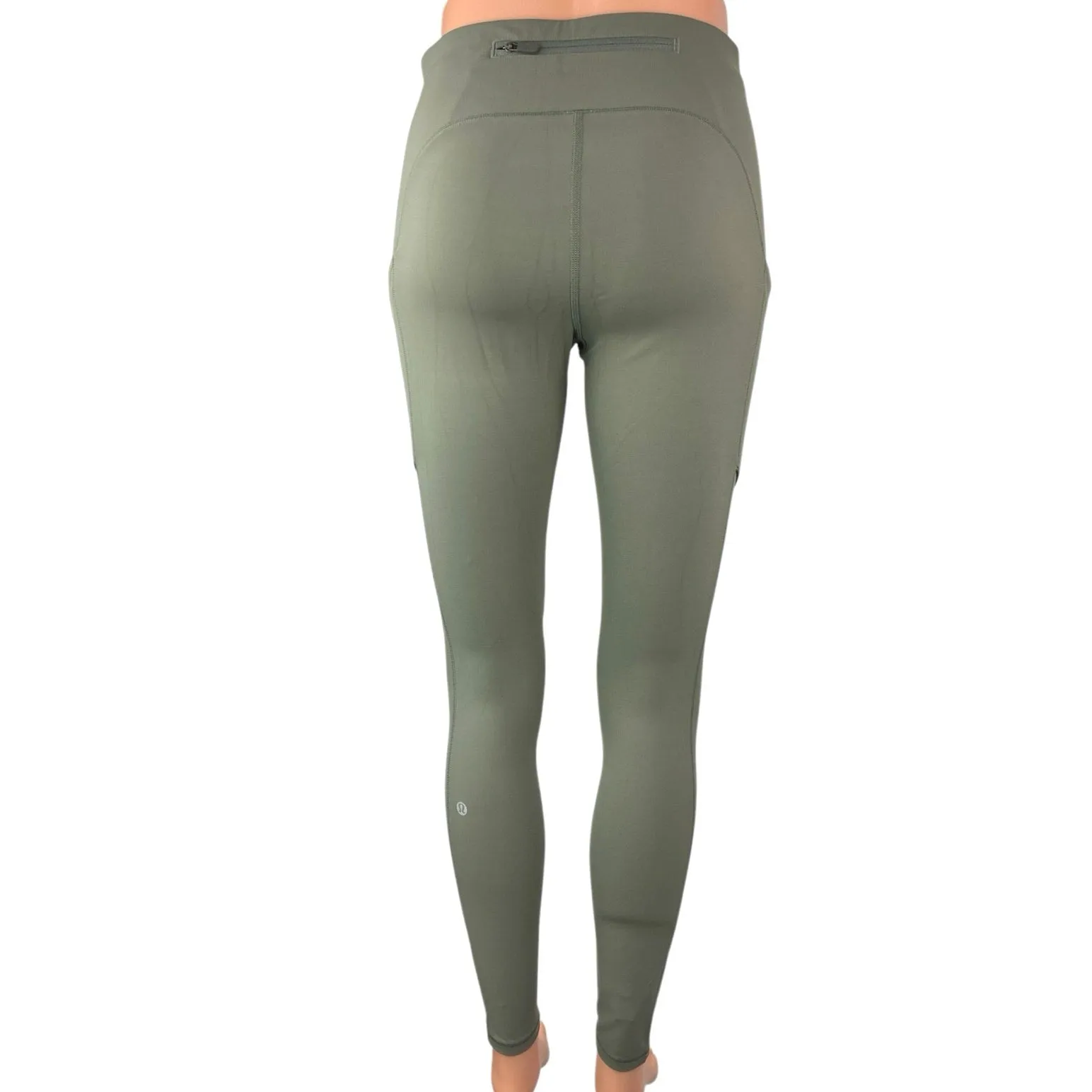 Lululemon Women's Olive Green Mid Rise Yoga Workout Athletic Leggings Pants Sz 6