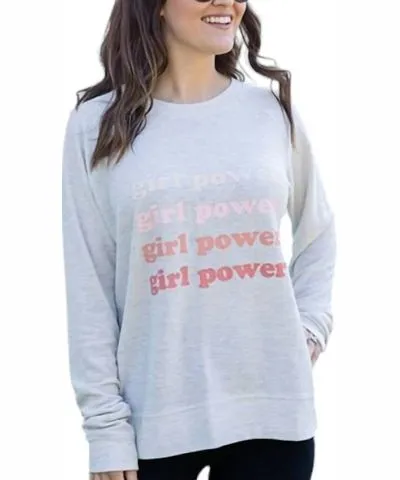 Mary Square Girl Power Sweatshirt In Grey