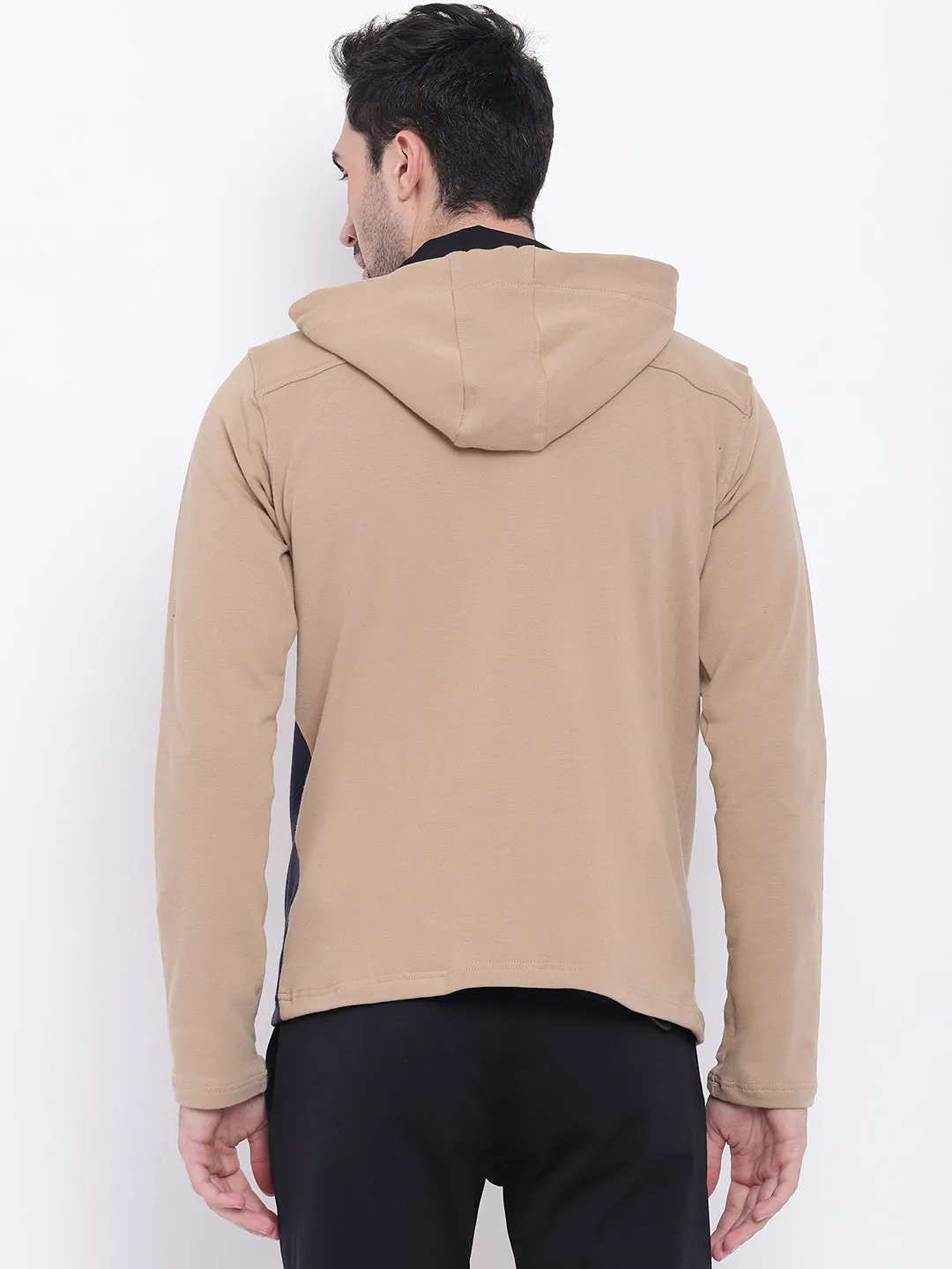 Men Casual Colourblocked Beige Sweatshirt