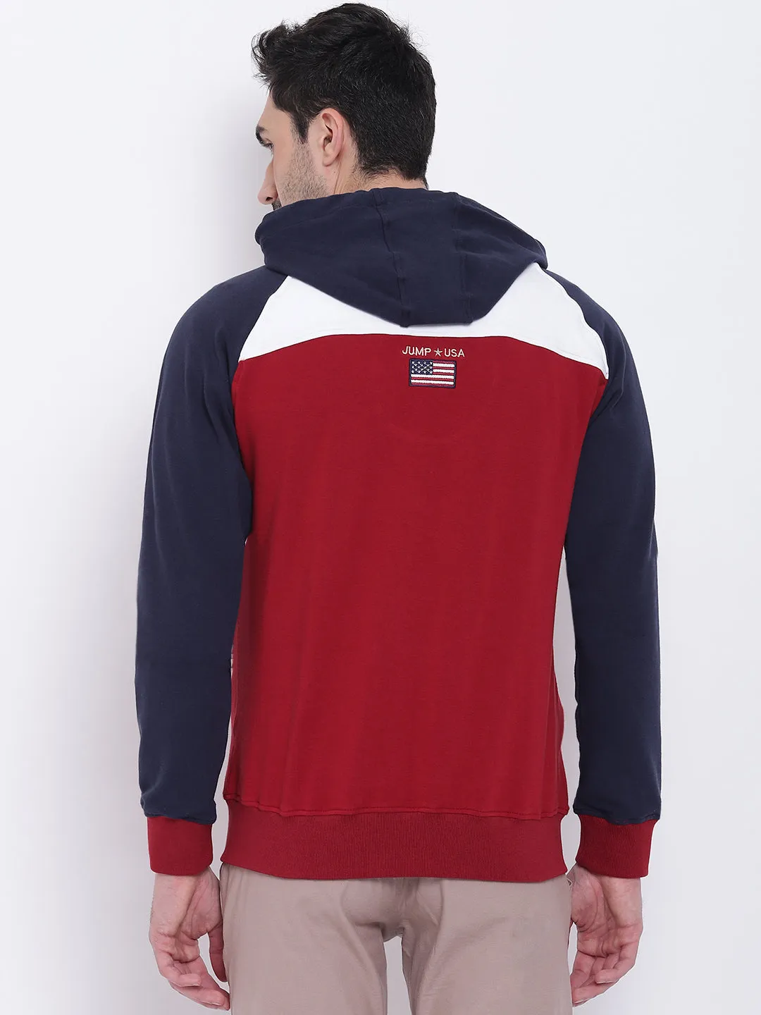 Men Casual Colourblocked Red Sweatshirt