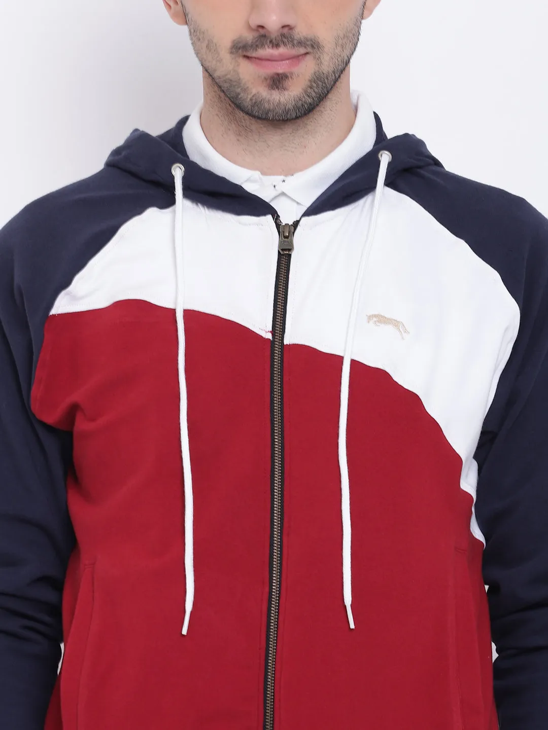 Men Casual Colourblocked Red Sweatshirt