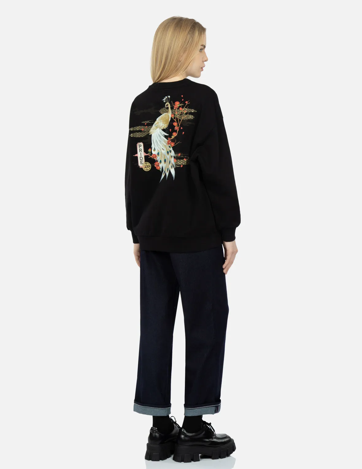 Peacock and Tsubaki Print Sweatshirt