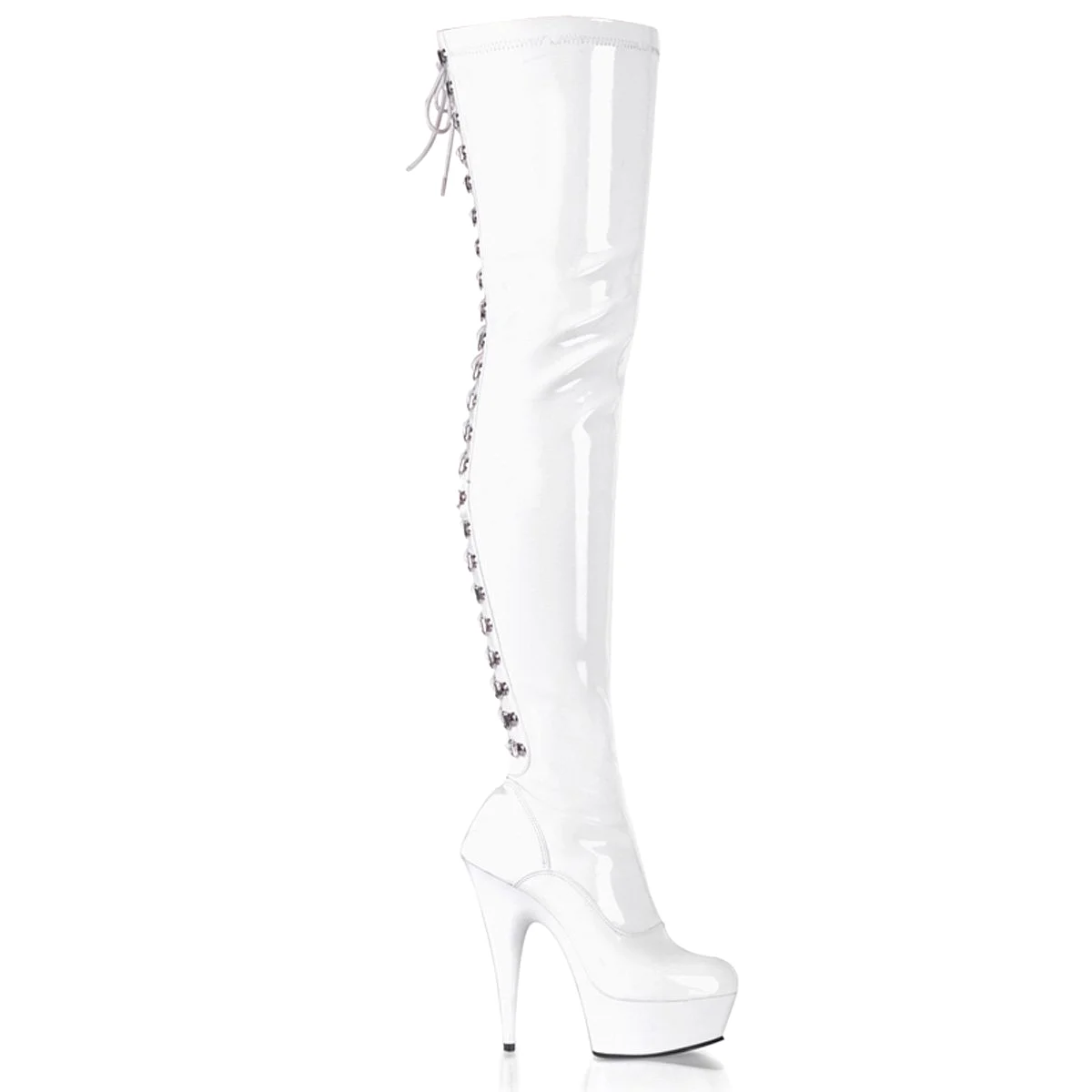 Pleaser Delight-3063-White-Size 7-Clearance