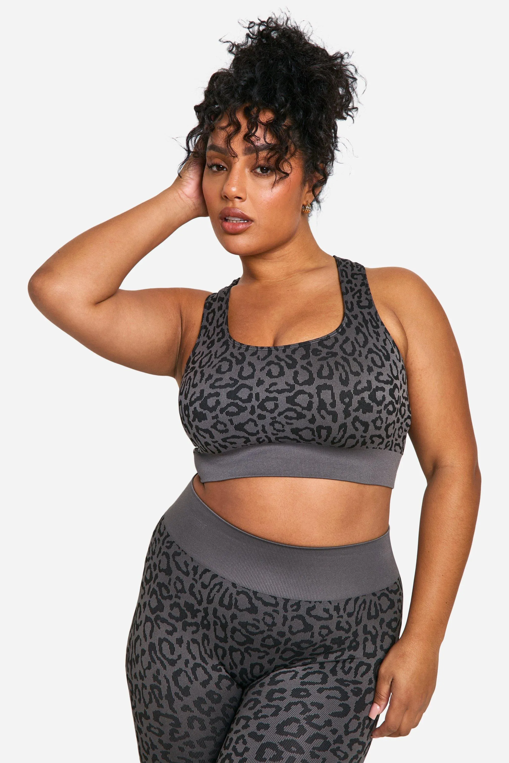 Plus Leopard Seamless Sport Bra