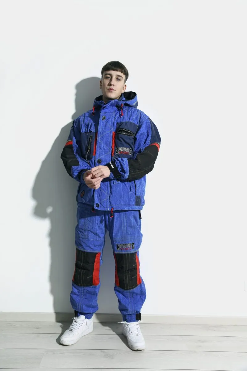 Retro winter warm sport suit set mens