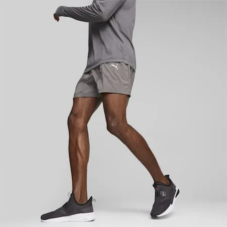 Run Favourite Men's Woven 5'' Running Shorts | Cool Dark Gray-Speed Green | PUMA Shop All Puma | PUMA 