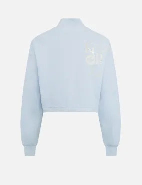 Seagull and Logo Embroidery Turtle Neck Sweatshirt