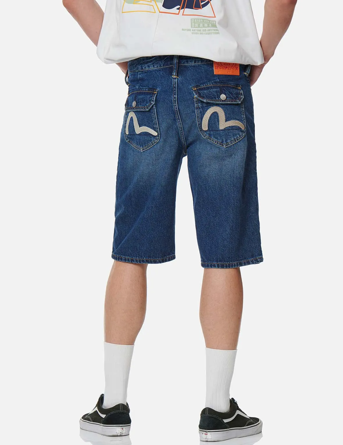 Seagull Embroidered Denim Shorts