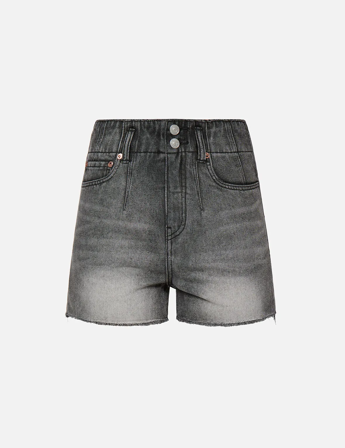 Seagull Print Light Grey Denim Shorts