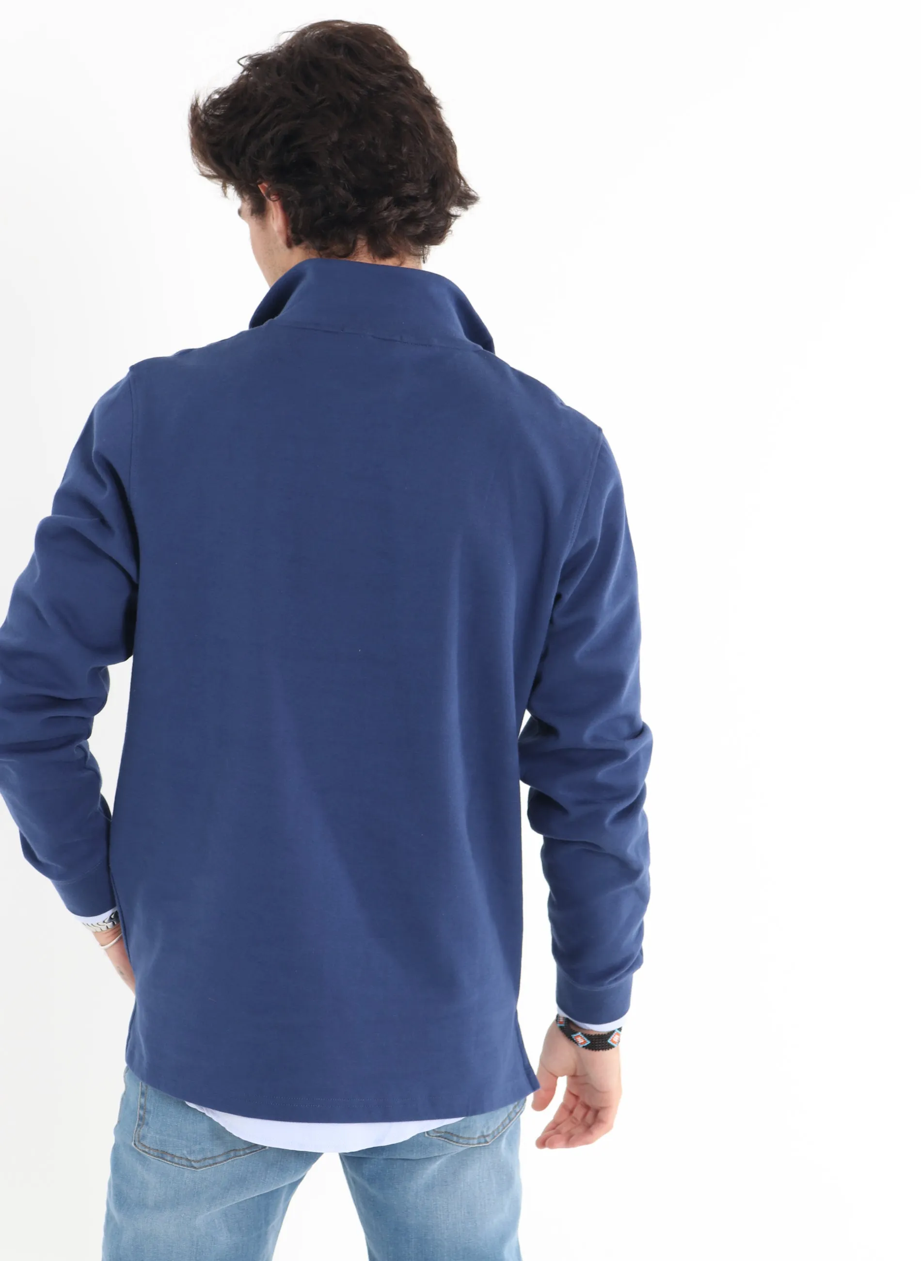 Sudadera Hombre Cuello Cremallera Azul