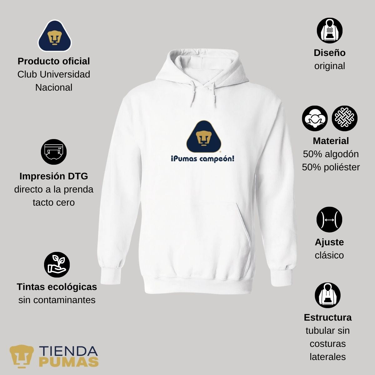 Sudadera Hombre Pumas UNAM campeón