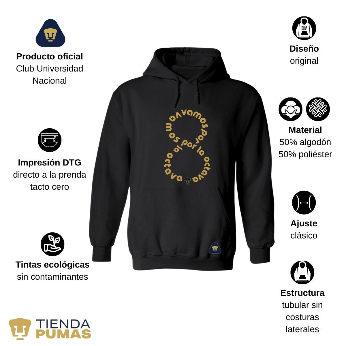 Sudadera Hombre Pumas UNAM octava