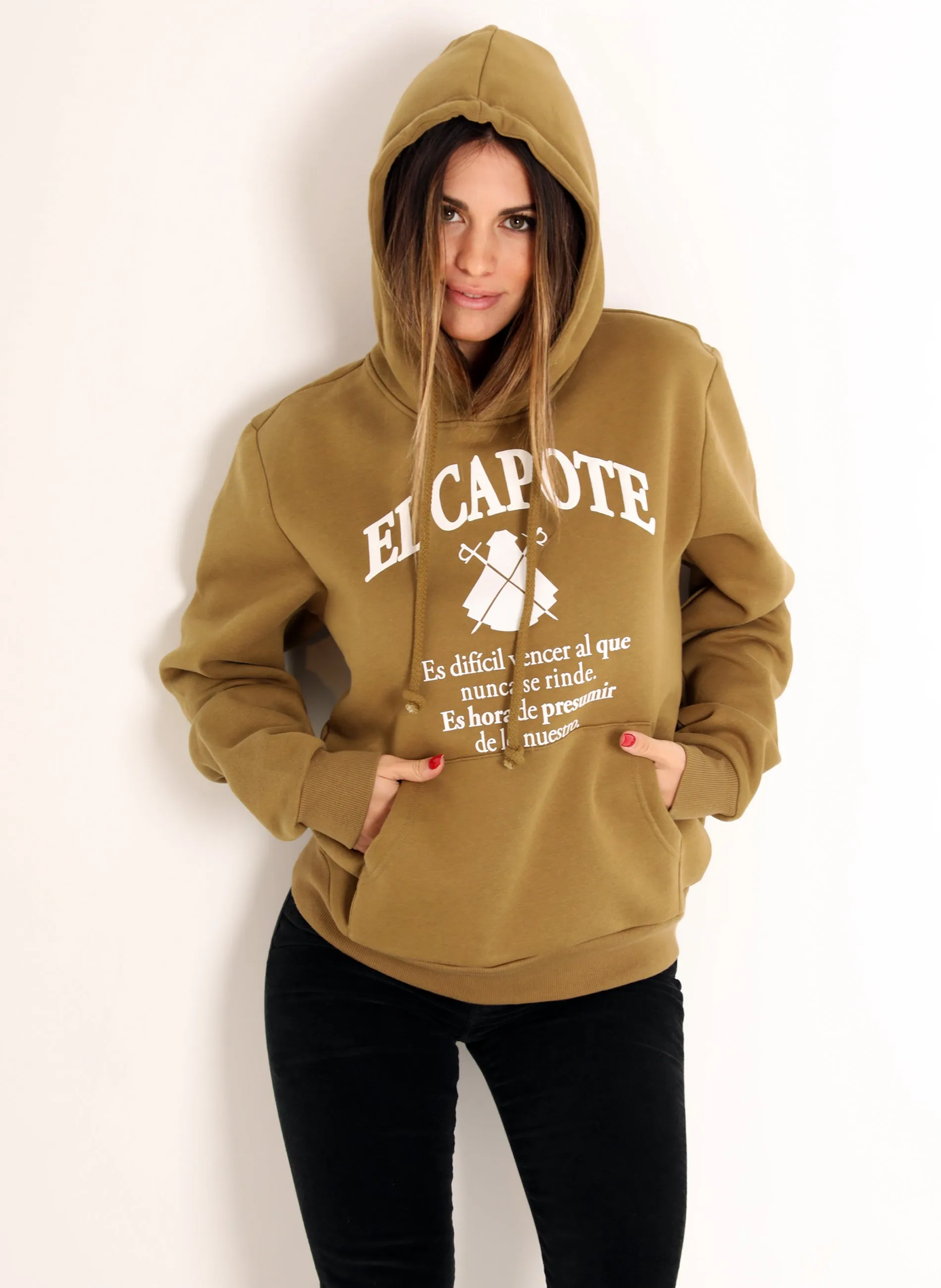 Sudadera Mujer Kaki Capucha