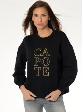 Sudadera Mujer Negra Cuello Caja